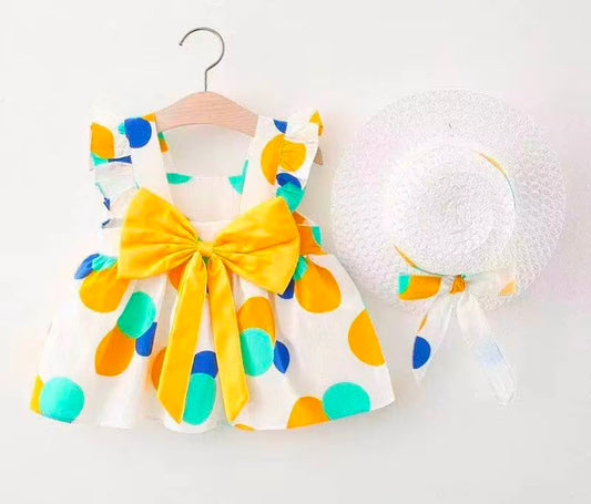 Yellow Bow Polka Dot Dress