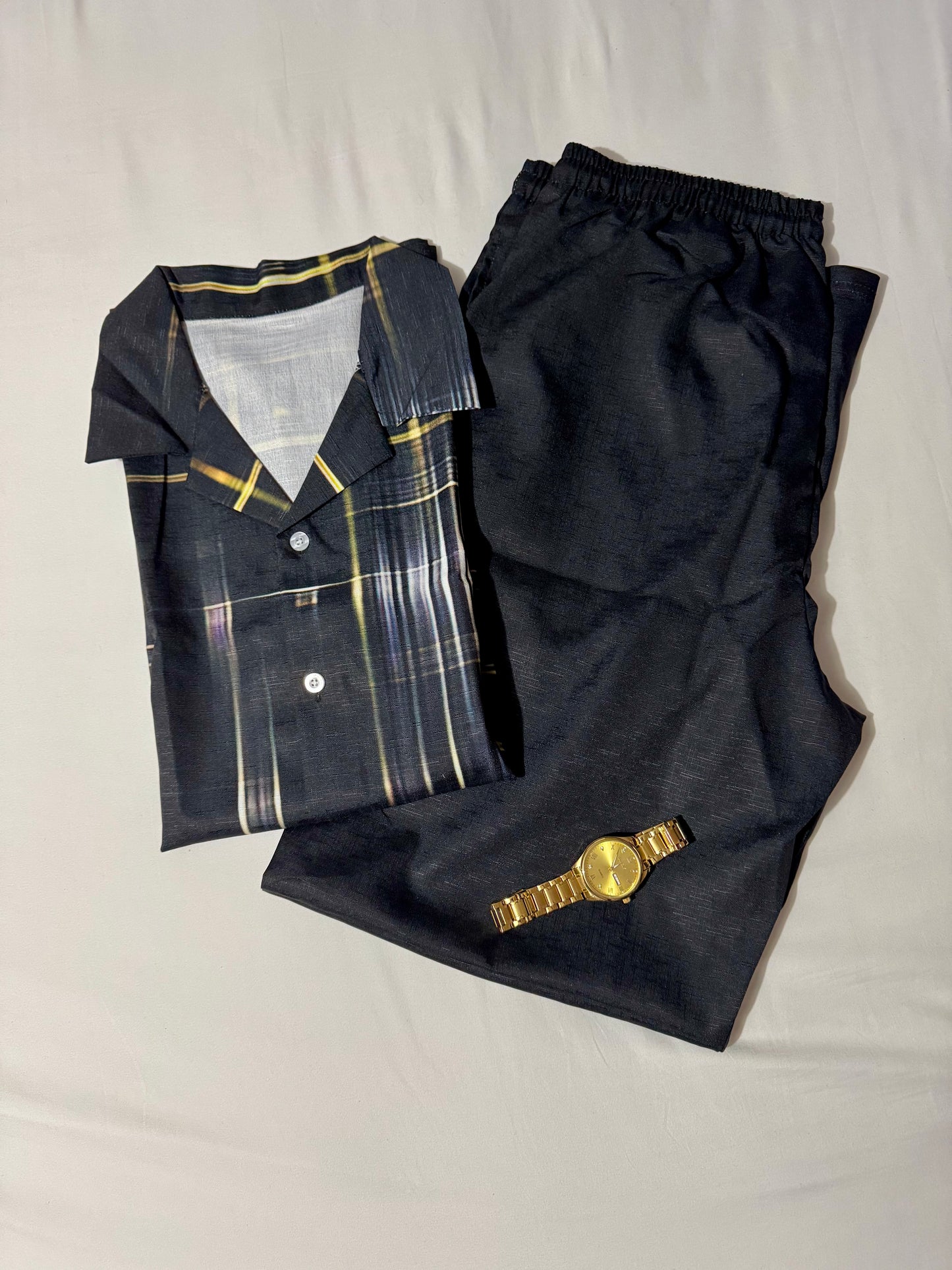 Classic Black and Gold Men's Polo Set