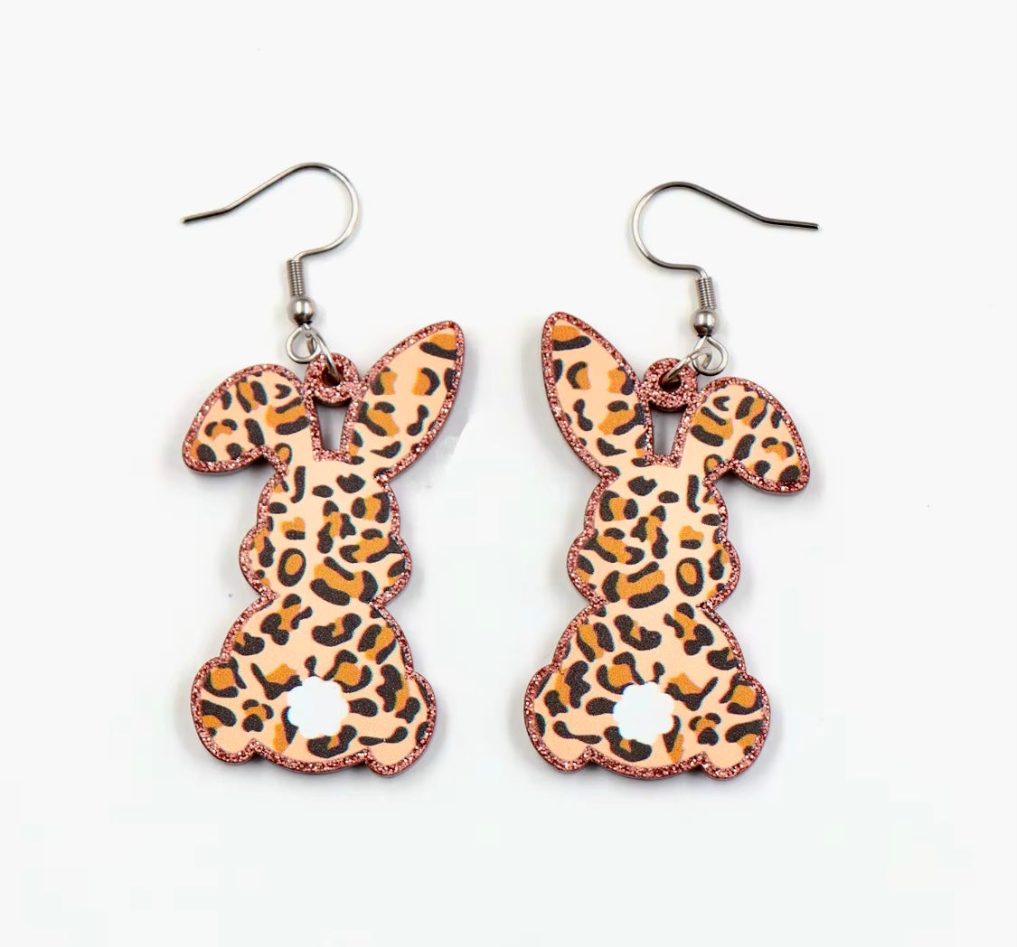 Animal Print Easter Bunny Earrings