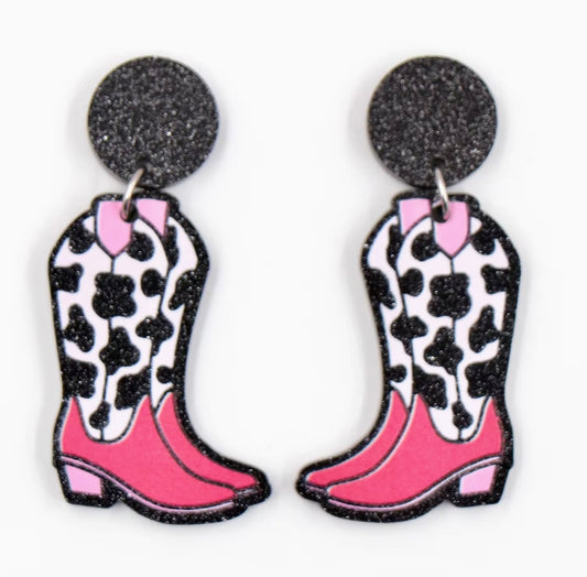 Acrylic Western Boots Earrings