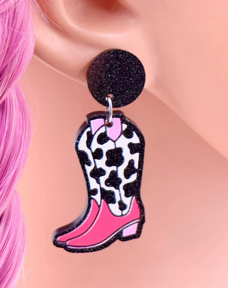 Acrylic Western Boots Earrings