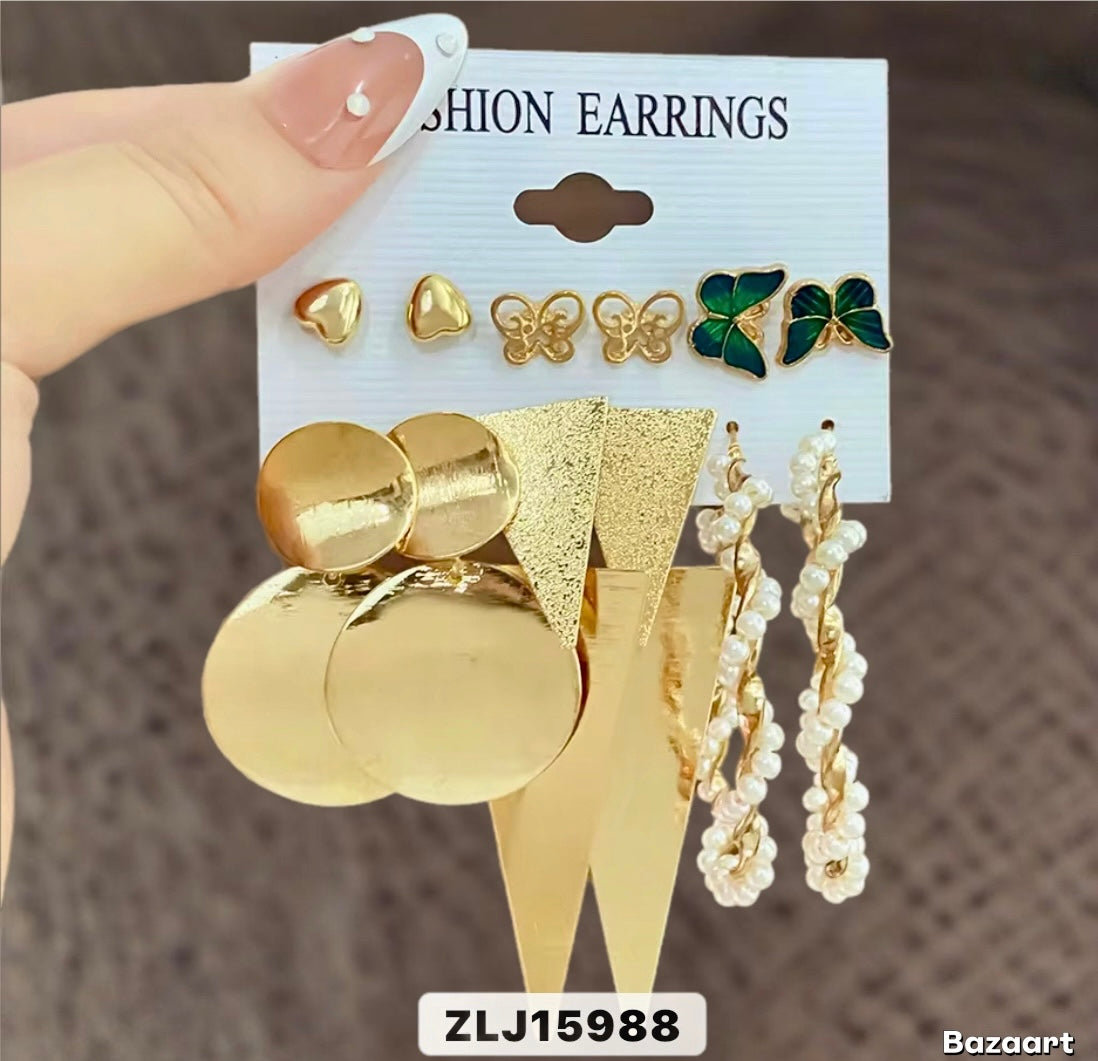 Gold High Fashion Earrings Set