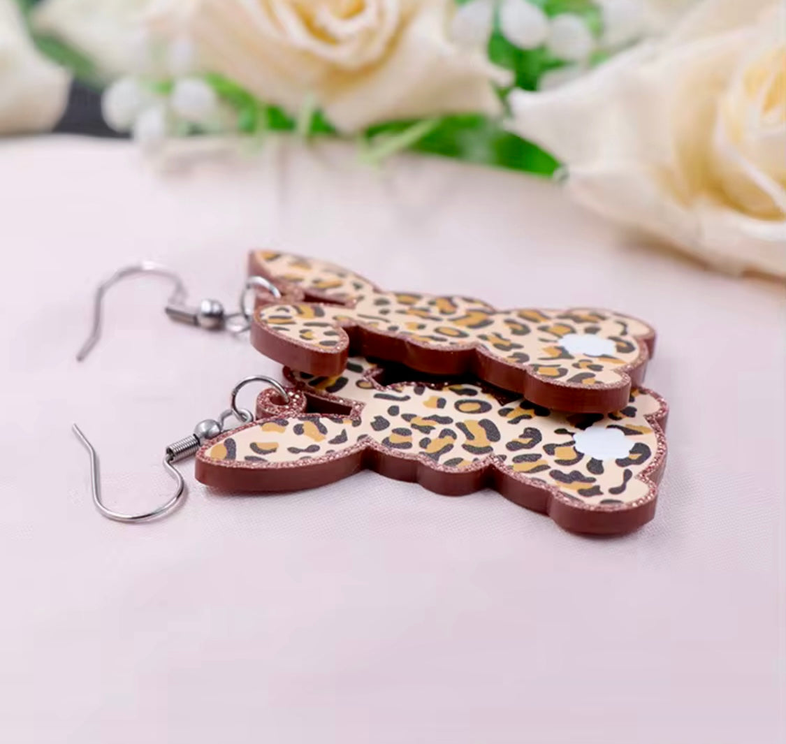 Animal Print Easter Bunny Earrings