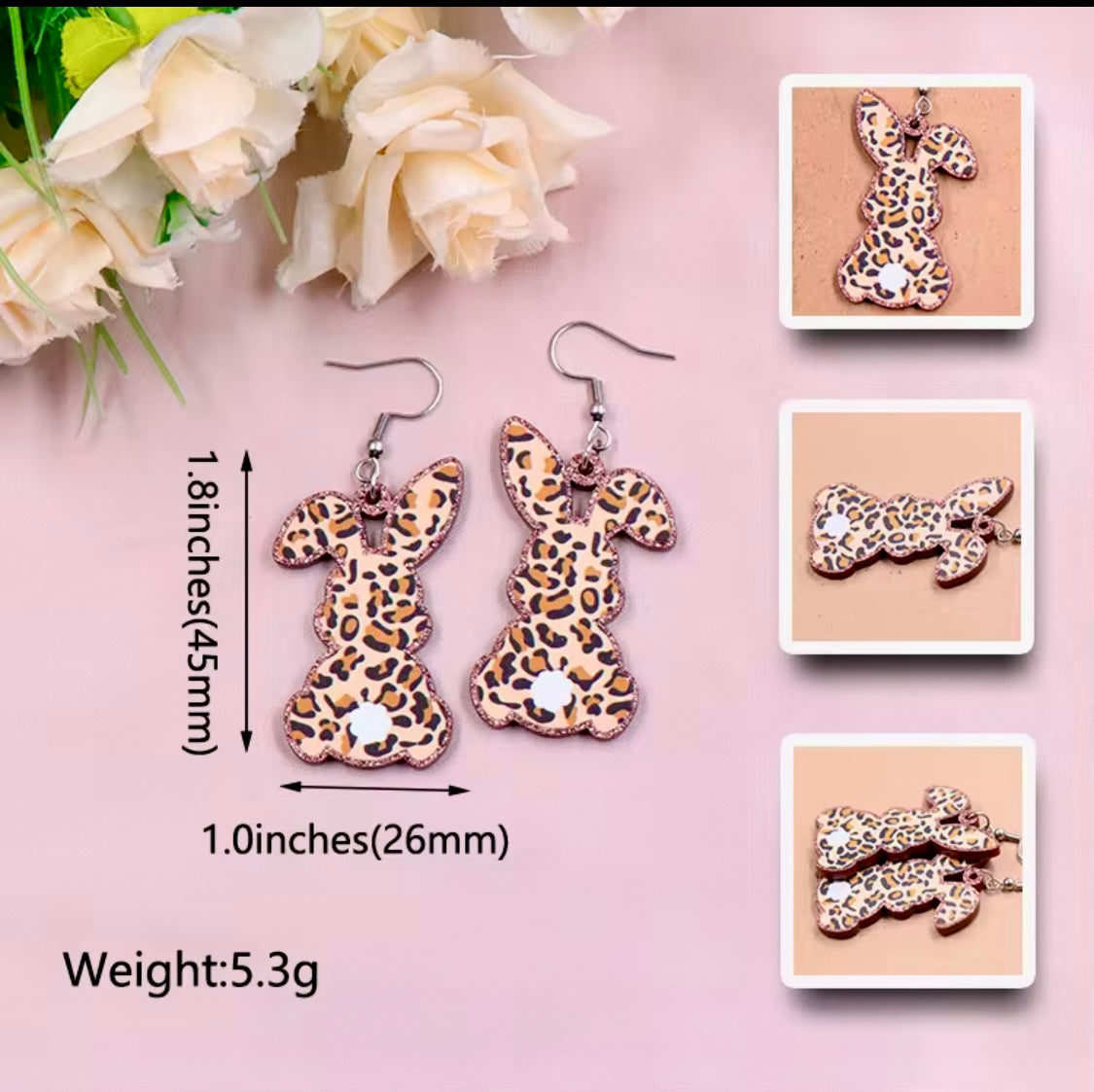 Animal Print Easter Bunny Earrings